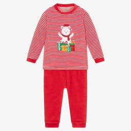 FS Baby-Red Cotton Velour Festive Trouser Set | Childrensalon Outlet