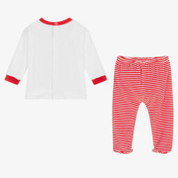 FS Baby-Red & White Velour 2 Piece Babygrow | Childrensalon Outlet