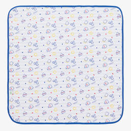FS Baby-White & Blue Cotton Blanket (80cm) | Childrensalon Outlet