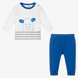 FS Baby-White & Blue Cotton Trouser Set | Childrensalon Outlet