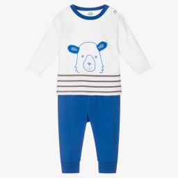 FS Baby-White & Blue Cotton Trouser Set | Childrensalon Outlet