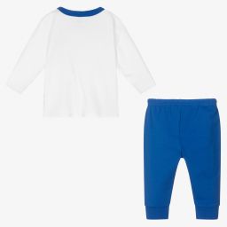 FS Baby-White & Blue Cotton Trouser Set | Childrensalon Outlet