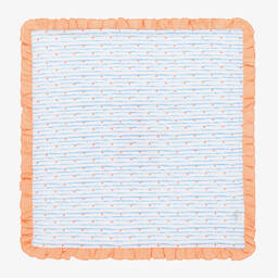 FS Baby-White & Orange Cotton Ocean Blanket | Childrensalon Outlet