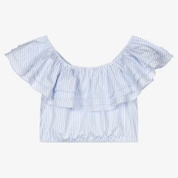 Fun & Fun-Blue Striped Cotton Blouse | Childrensalon Outlet