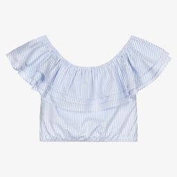 Fun & Fun-Blue Striped Cotton Blouse | Childrensalon Outlet