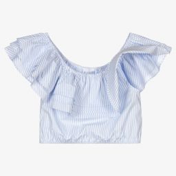 Fun & Fun-Blue Striped Cotton Blouse | Childrensalon Outlet