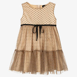 Fun & Fun-Girls Beige & Black Tulle Dress | Childrensalon Outlet