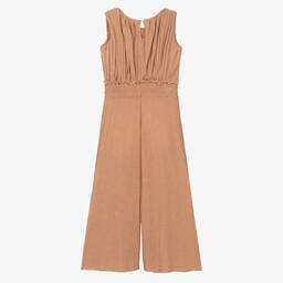 Fun & Fun-Girls Beige Sparkly Wide Leg Jumpsuit | Childrensalon Outlet