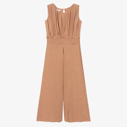 Fun & Fun-Girls Beige Sparkly Wide Leg Jumpsuit | Childrensalon Outlet