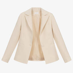 Fun & Fun-Girls Beige Twill Blazer | Childrensalon Outlet