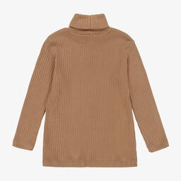 Fun & Fun Chic-Girls Beige Viscose Polo Neck Jumper | Childrensalon Outlet