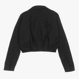 Fun & Fun-Girls Black Cotton Cropped Shirt | Childrensalon Outlet