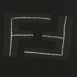 فن آند فن-توب هودي قطن مزين بديامنتي لون أسود للبنات | Childrensalon Outlet