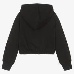 فن آند فن-توب هودي قطن مزين بديامنتي لون أسود للبنات | Childrensalon Outlet