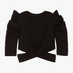 Fun & Fun-Черный топ из хлопкового джерси для девочек | Childrensalon Outlet