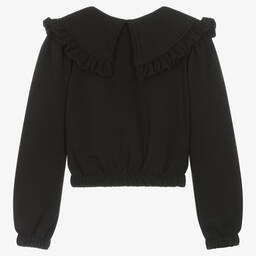 Fun & Fun Chic-Girls Black Cotton Ruffle Sweatshirt | Childrensalon Outlet