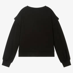 Fun & Fun-Girls Black Cotton Sweatshirt | Childrensalon Outlet