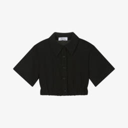 Fun & Fun-Girls Black Elastic Hem Top | Childrensalon Outlet