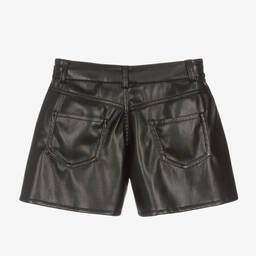Fun & Fun-Girls Black Faux Leather Flared Shorts | Childrensalon Outlet