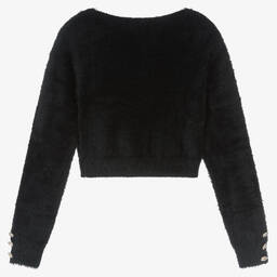 Fun & Fun Chic-Girls Black Fluffy Knit Jumper | Childrensalon Outlet