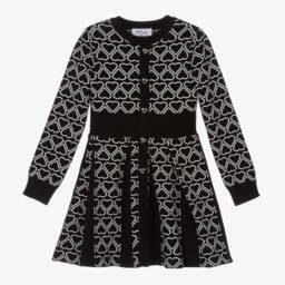 Fun & Fun-Girls Black Heart Knit Dress | Childrensalon Outlet