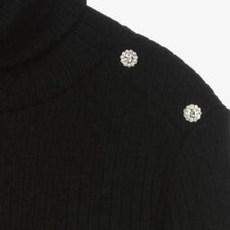 Fun & Fun Chic-فستان مزيج فيسكوز محبوك مضلع لون أسود | Childrensalon Outlet