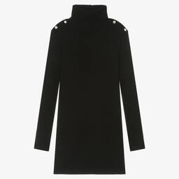 Fun & Fun Chic-فستان مزيج فيسكوز محبوك مضلع لون أسود | Childrensalon Outlet