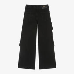 Fun & Fun-بنطلون جينز كارغو قطن دنيم لون أسود للبنات | Childrensalon Outlet