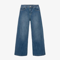 Fun & Fun-Girls Blue Denim Wide-Leg Jeans | Childrensalon Outlet