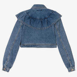 Fun & Fun-جاكيت قطن دنيم مزين بديامنتي لون أزرق للبنات | Childrensalon Outlet