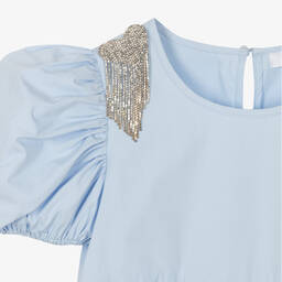 Fun & Fun-Girls Blue Diamanté Tiered Dress | Childrensalon Outlet