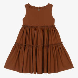 Fun & Fun-Girls Brown Sleeveless Tiered Dress | Childrensalon Outlet