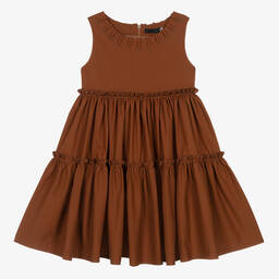 Fun & Fun-Girls Brown Sleeveless Tiered Dress | Childrensalon Outlet