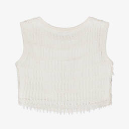 Fun & Fun-Кремовый трикотажный топ с цветочными пайетками для девочек | Childrensalon Outlet