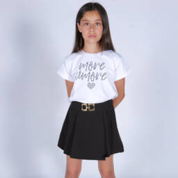 Fun & Fun-تنورة شورت مطوية للبنات بلون أسود أنيق | Childrensalon Outlet