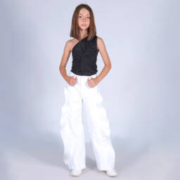 Fun & Fun Couture-بلوزة سوداء أنيقة بكتف واحد للبنات | Childrensalon Outlet