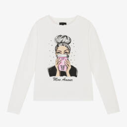 Fun & Fun-Элегантная кремовая хлопковая футболка для девочек | Childrensalon Outlet