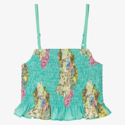 Fun & Fun-Girls Emerald Floral Shirred Top | Childrensalon Outlet