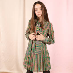 Fun & Fun Chic-Girls Green & Pink Crêpe Skirt | Childrensalon Outlet