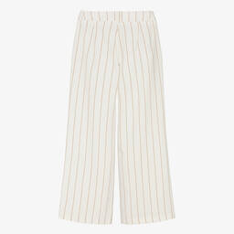Fun & Fun-Girls Ivory & Brown Pinstripe Trousers | Childrensalon Outlet