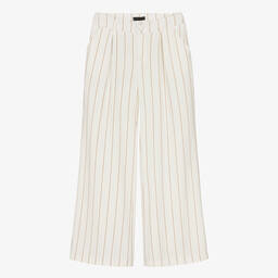 Fun & Fun-Girls Ivory & Brown Pinstripe Trousers | Childrensalon Outlet