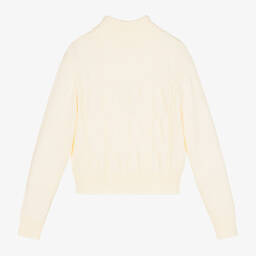 Fun & Fun Chic-Girls Ivory Cable Knit Polo Neck Sweater | Childrensalon Outlet