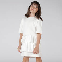 Fun & Fun-Girls Ivory Cotton Dress | Childrensalon Outlet