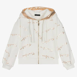 Fun & Fun-Girls Ivory Cotton Zip-Up Top | Childrensalon Outlet