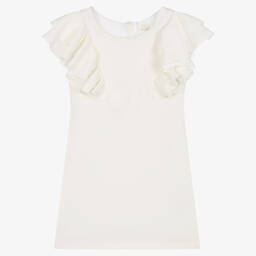 Fun & Fun-Girls Ivory Frill Sleeve Dress | Childrensalon Outlet