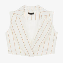 فن آند فن-جيليه بدلة تويل مقلم لون عاجي للبنات | Childrensalon Outlet