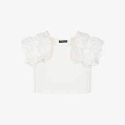 Fun & Fun-بلوزة عاجية بأكمام بوبلين للبنات | Childrensalon Outlet