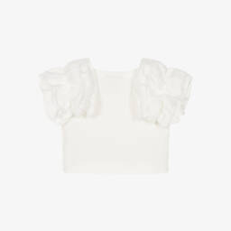 Fun & Fun-بلوزة عاجية بأكمام بوبلين للبنات | Childrensalon Outlet