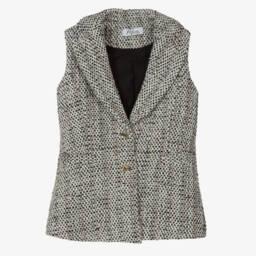 Fun & Fun-Girls Ivory Tweed Buttoned Gilet | Childrensalon Outlet
