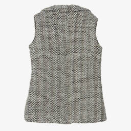 Fun & Fun-Girls Ivory Tweed Buttoned Gilet | Childrensalon Outlet